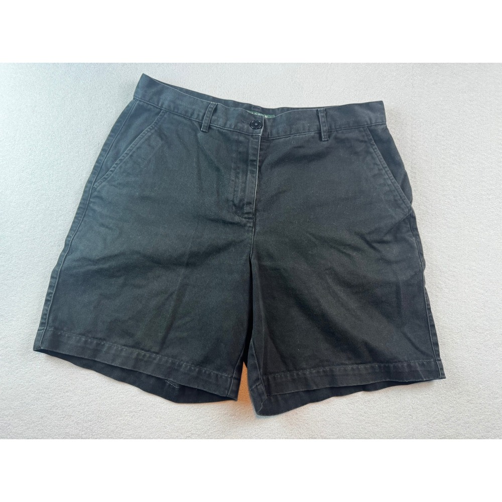 Lauren Ralph Lauren Womens Black Cotton Chino Shorts Size 6 Flat Front Preppy